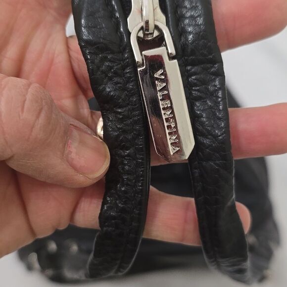 Black Valentina leather zip pocket backpack main image 11